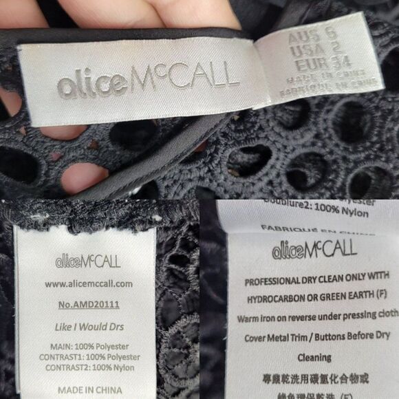 Womens Alice McCall Dress Like I Would Lace Statement Sleeve Mini Goth Blk Sz 2 - Picture 4 of 17